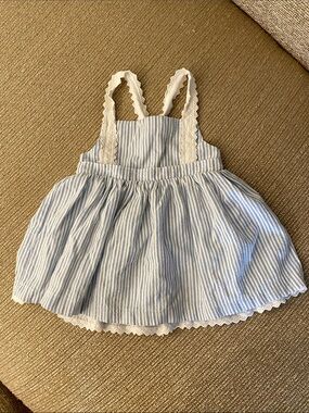 Emma’s Garden Blue & White Striped Sundress with Lace Trim and adjustable straps